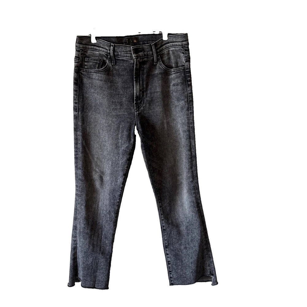 Mother Insider Crop Step Fray Black Train Stops Women's Jeans Size 32